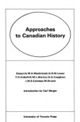 Cover of Approaches to Canadian Histor Pb