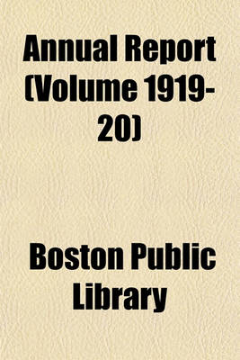 Book cover for Annual Report (Volume 1919-20)