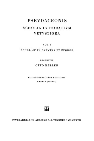 Cover of Pseudacronis Scholia in Horat CB