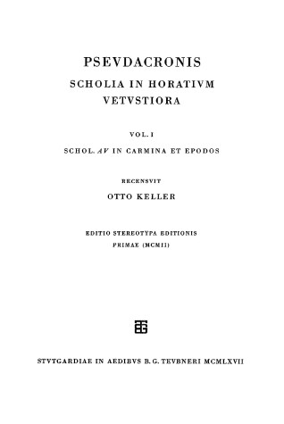 Book cover for Pseudacronis Scholia in Horat CB