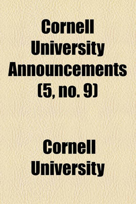 Cover of Cornell University Announcements