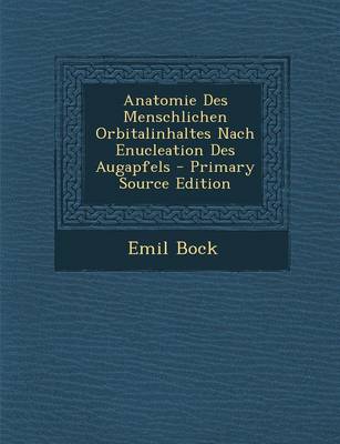 Book cover for Anatomie Des Menschlichen Orbitalinhaltes Nach Enucleation Des Augapfels