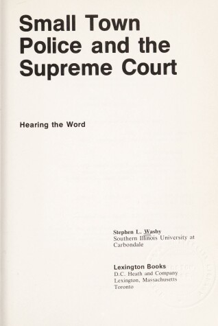 Book cover for Small Town Police and the Supreme Court