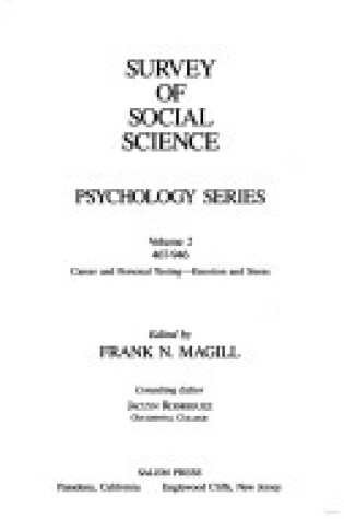 Cover of Surv of Soc Scince Psych 1993 6 Vols