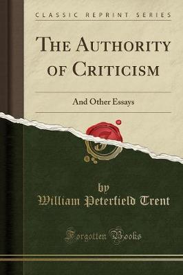 Book cover for The Authority of Criticism