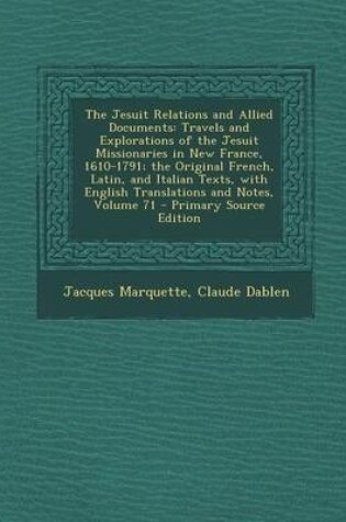 Cover of The Jesuit Relations and Allied Documents