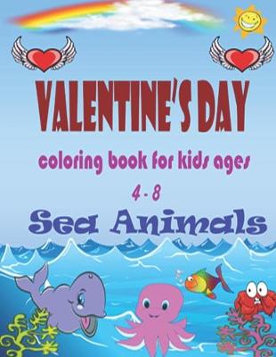 Book cover for Valentine's Day coloring book for kids ages 4-8