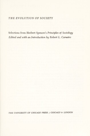 Cover of Evolution of a Society