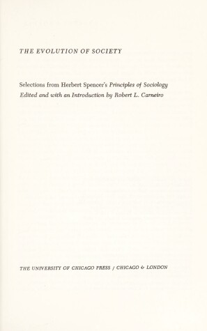 Book cover for Evolution of a Society