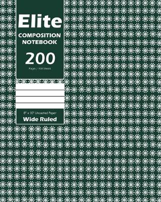 Book cover for Elite Composition Notebook, Wide Ruled 8 x 10 Inch, Large 100 Sheet, Olive Cover