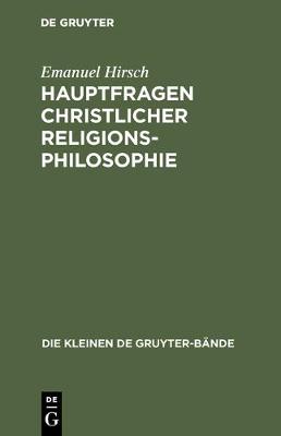 Book cover for Hauptfragen Christlicher Religionsphilosophie