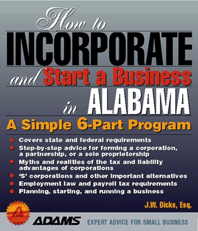 Book cover for How to Incorporate and Start a Business in Alabama