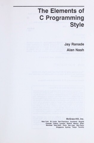 Cover of Elements of C Programming Style