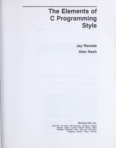 Book cover for Elements of C Programming Style