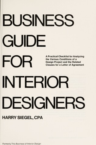 Cover of Business Guide for Interior Designers