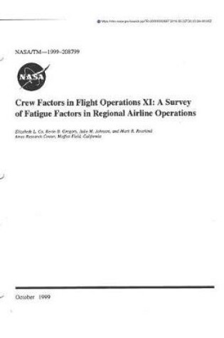 Cover of Crew Factors in Flight Operations. 11; A Survey of Fatigue Factors in Regional Airline Operations