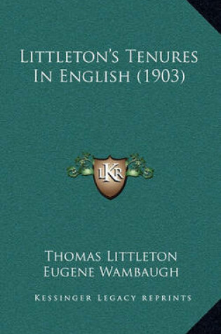 Cover of Littleton's Tenures in English (1903)