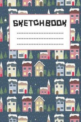 Cover of Navy Blue Holiday Christmas Village Sketchbook