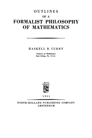 Cover of Outlines of a Formalist Philosophy of Mathematics