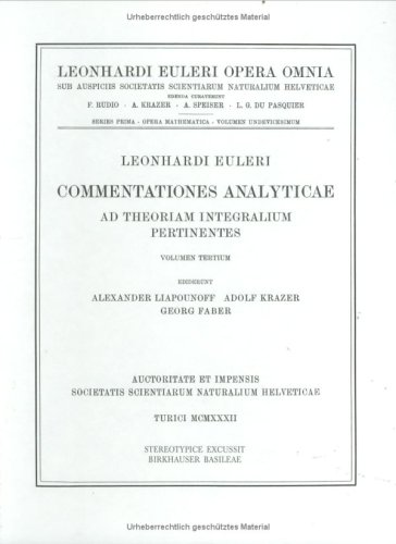 Cover of Commentationes analyticae ad theoriam integralium pertinentes 3rd part