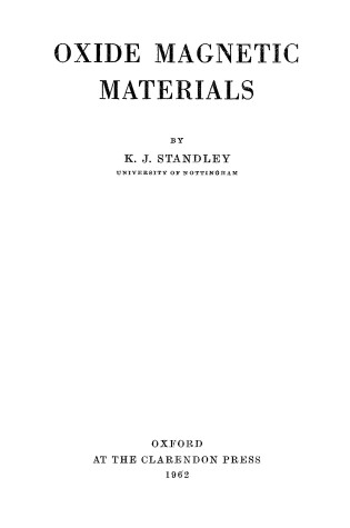 Cover of Oxide Magnetic Materials