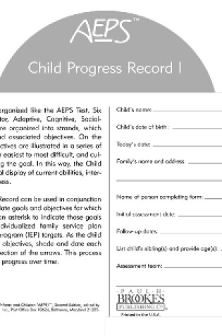 Cover of Assessment, Evaluation, and Programming System for Infants and Children (AEPS (R))