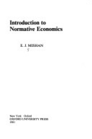 Cover of Introduction to Normative Economics