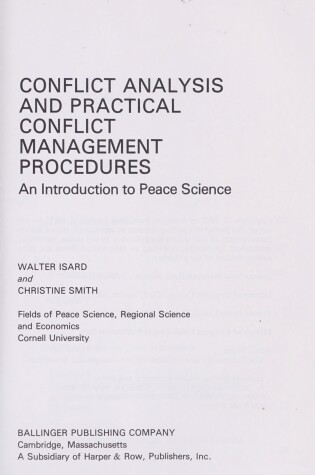 Cover of Conflict Analysis and Practical Conflict Management Procedures