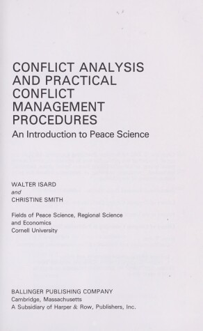 Book cover for Conflict Analysis and Practical Conflict Management Procedures