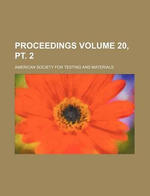 Book cover for Proceedings Volume 20, PT. 2