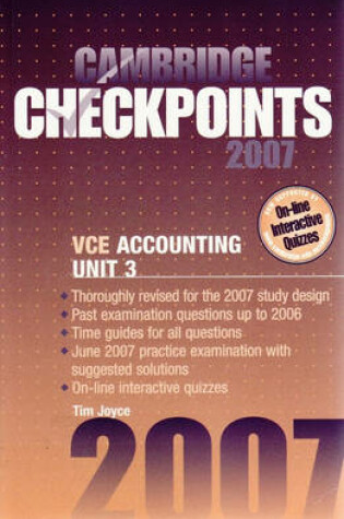 Cover of Cambridge Checkpoints VCE Accounting Unit 3 2007