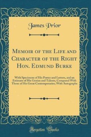 Cover of Memoir of the Life and Character of the Right Hon. Edmund Burke