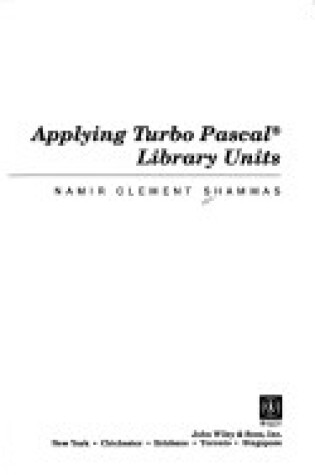 Cover of Applying Turbo PASCAL Library Units