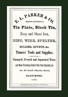 Book cover for E. L. Parker & Co. Tinners' Tools & Supplies, Baltimore 1868