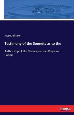 Book cover for Testimony of the Sonnets as to the