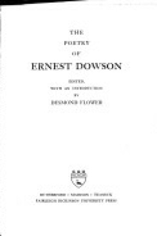 Cover of The Poetry of Ernest Dowson