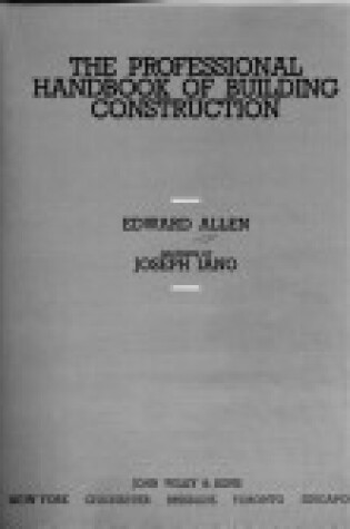 Cover of The Professional Handbook of Building Construction