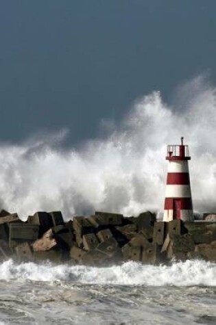 Cover of Storm Waves Crashing on the Lighthouse Povoa Do Varzim, Portugal