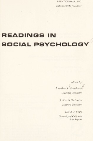 Cover of Readings in Social Psychology