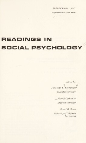 Book cover for Readings in Social Psychology