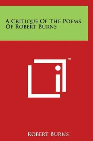Cover of A Critique of the Poems of Robert Burns
