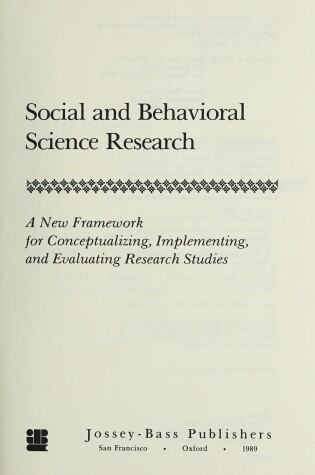 Cover of Social and Behavioural Science