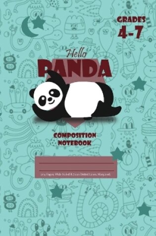 Cover of Hello Panda Primary Composition 4-7 Notebook, 102 Sheets, 6 x 9 Inch Royal Blue Cover