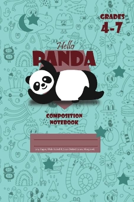 Book cover for Hello Panda Primary Composition 4-7 Notebook, 102 Sheets, 6 x 9 Inch Royal Blue Cover