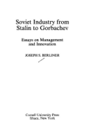 Cover of Soviet Industry Stalin to CB