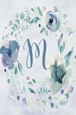 Cover of Notebook 6"x9", Letter M - Blue Purple Floral Design