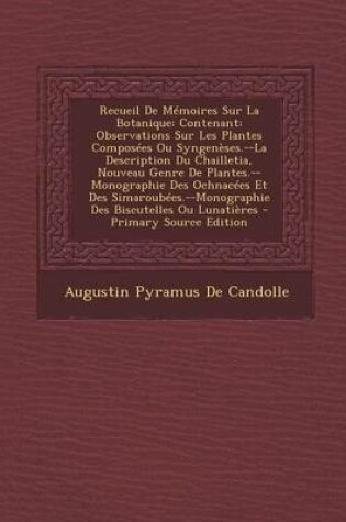 Cover of Recueil de Memoires Sur La Botanique