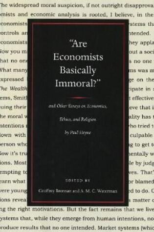 Cover of Are Economists Basically Immoral?