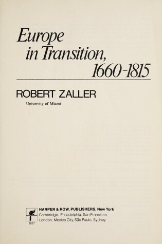 Cover of Europe in Transition, 1660-1815