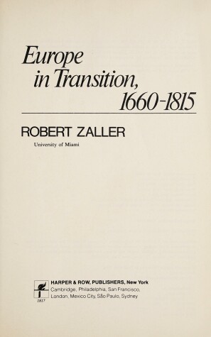 Book cover for Europe in Transition, 1660-1815